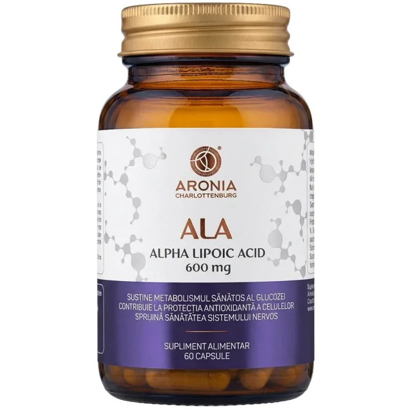 ALA (Alpha Lipoic Acid) 600 mg — 60 capsule pentru energie stabilă, protecție celulară și echilibru metabolic — preț și oferte