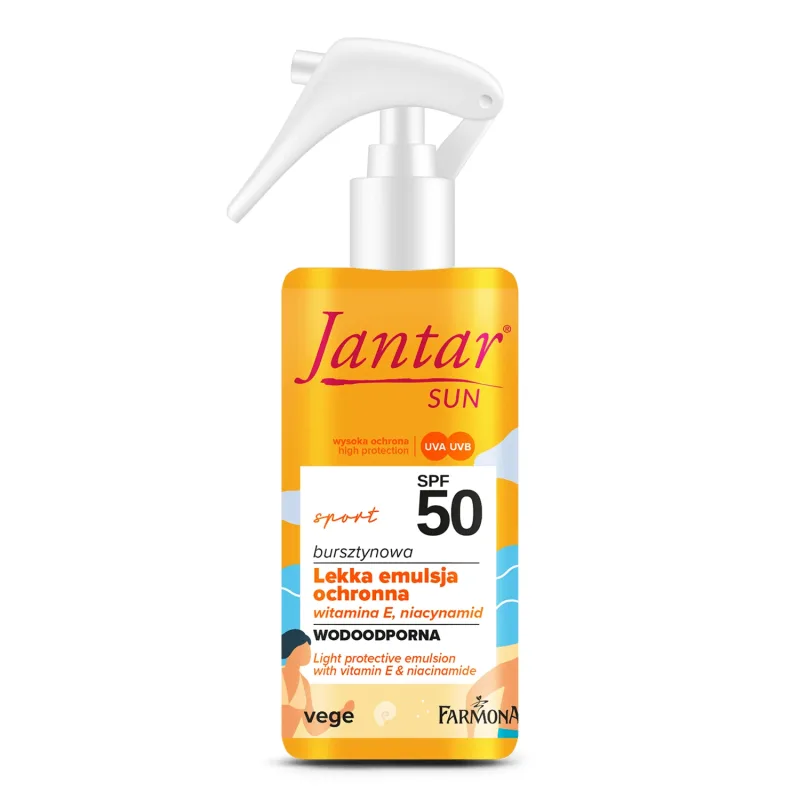 Farmona Jantar Sun, emulsie protectoare ultralight cu vitamina E și niacinamidă, rezistentă la apă, SPF 50, 150 ml — preț și oferte