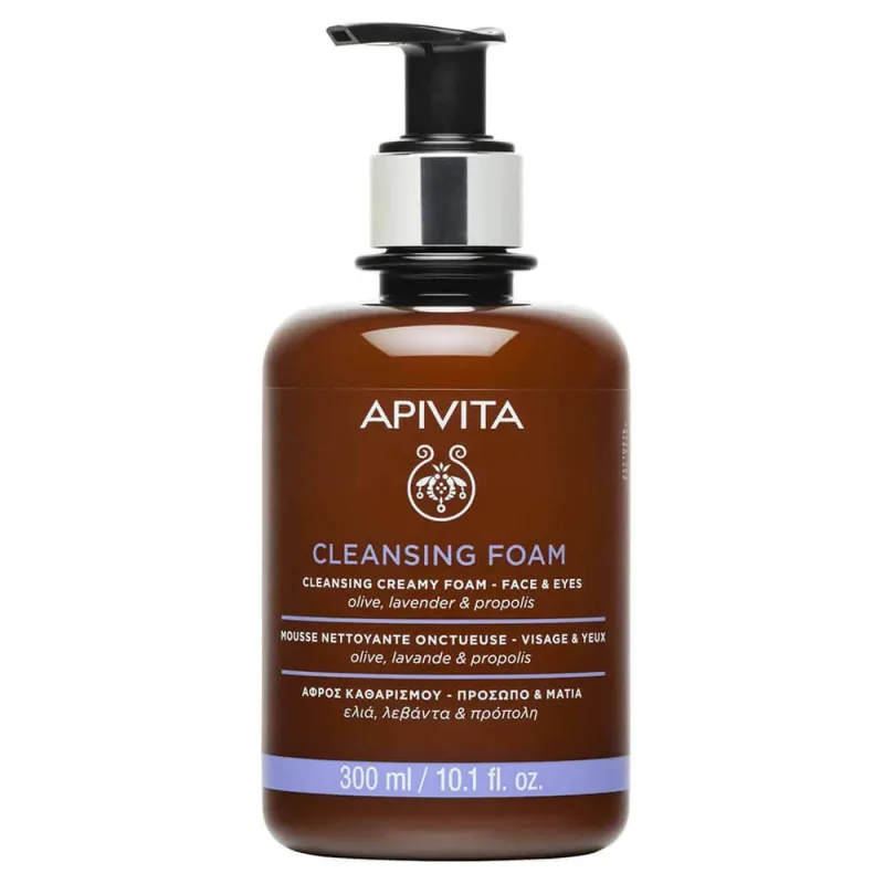 Apivita spumă cremoasă de curățare pentru față și ochi cu măsline, lavandă și propolis 300ml — preț și oferte