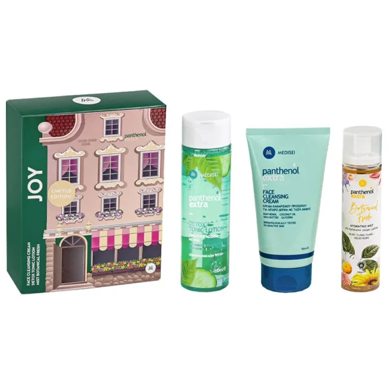 Panthenol Extra Promo Pack JOY cu cremă de curățare a feței 150ml, loțiune tonică de detoxifiere 200ml și ceață Botanical Fresh 100ml — preț și oferte