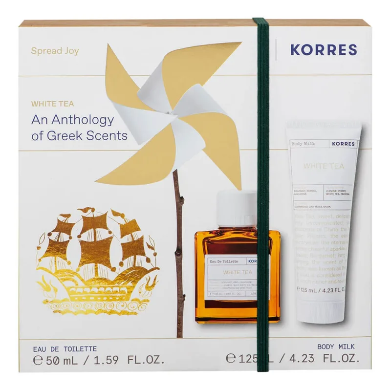 Korres Promo Pack Eau de Toilette White Tea Parfum pentru femei 50ml și lapte de corp 125ml — preț și oferte