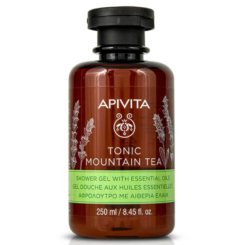 Gel de duș Apivita Tonic Mountain Tea cu uleiuri esențiale 250ml — preț și oferte