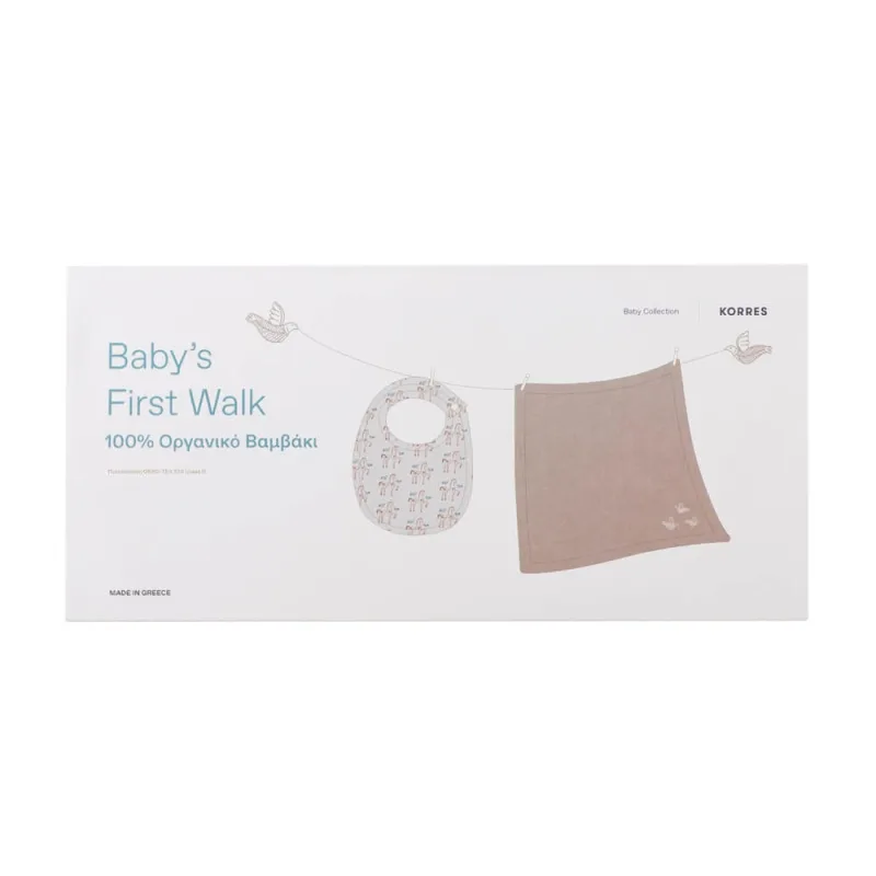 Korres Set pentru prima plimbare a bebelușului cu spumă și bavetă din bumbac 100% organic — preț și oferte