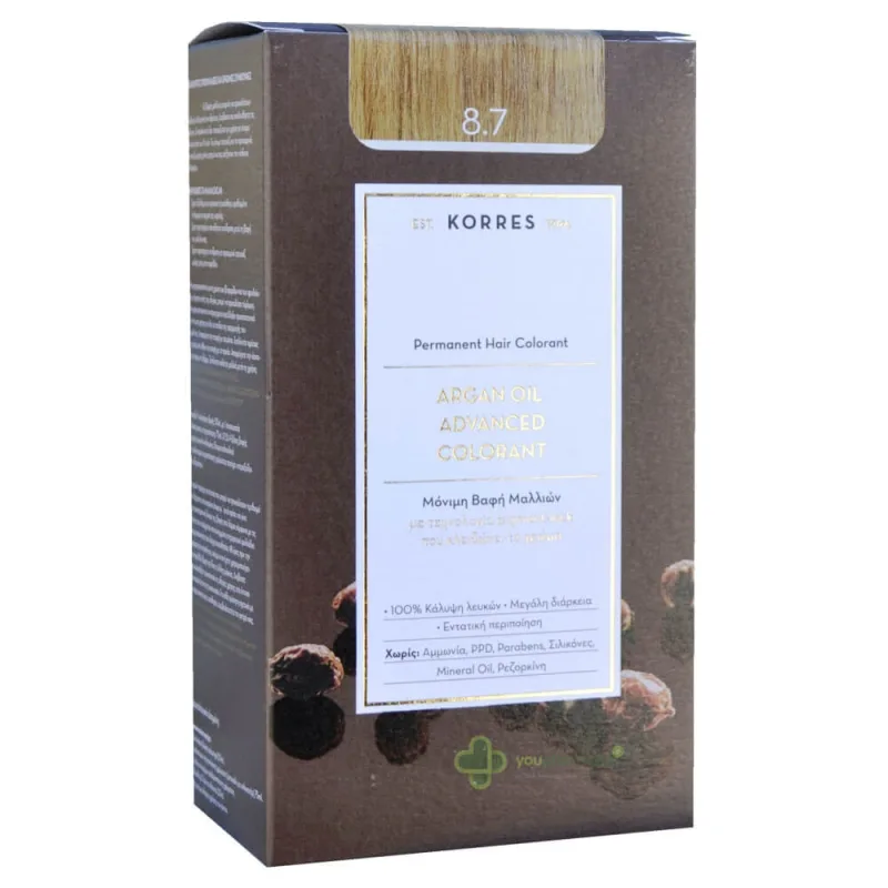 Korres Argan Oil Advanced Colorant N 8.7 Caramel — preț și oferte