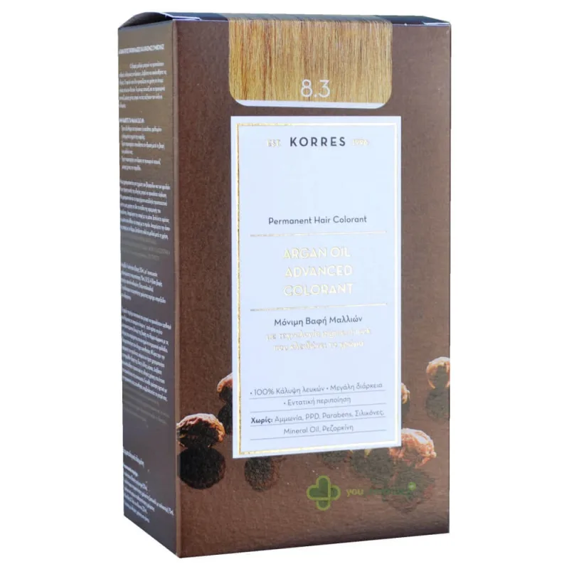 Korres Argan Oil Advanced Colorant N 8.3 Blonde Light Honey — preț și oferte