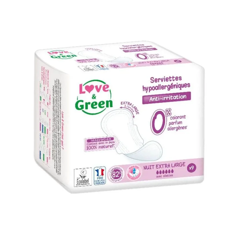Love&Green Notte 9 tampoane anti-iritare extra mari — preț și oferte