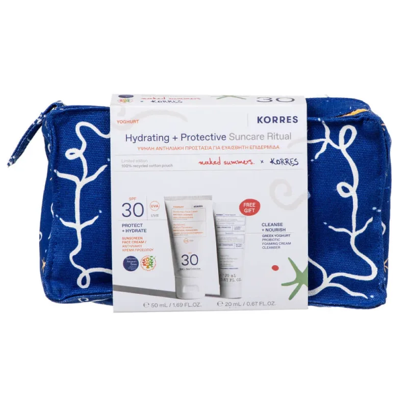 Korres Promo Pack Cremă de față cu protecție solară cu iaurt SPF30 50ml & Cremă de curățare cu spumă probiotică cu iaurt grecesc GRATUITĂ 20ml — preț și oferte