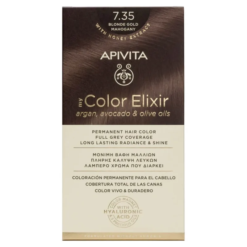 Apivita My Color Elixir Permanent Hair Color N7,35 Honey blonde mahogany — preț și oferte