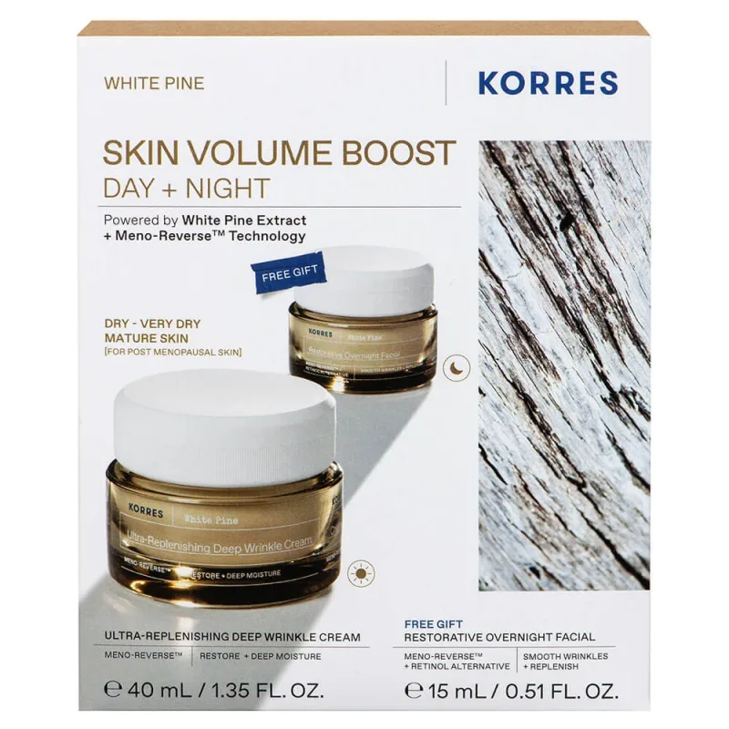 Korres Promo Pack White Pine Volume Replenishing Day Cream for Very Dry Skin 40ml & FREE Night Cream for Volume Replenishing 15ml — preț și oferte