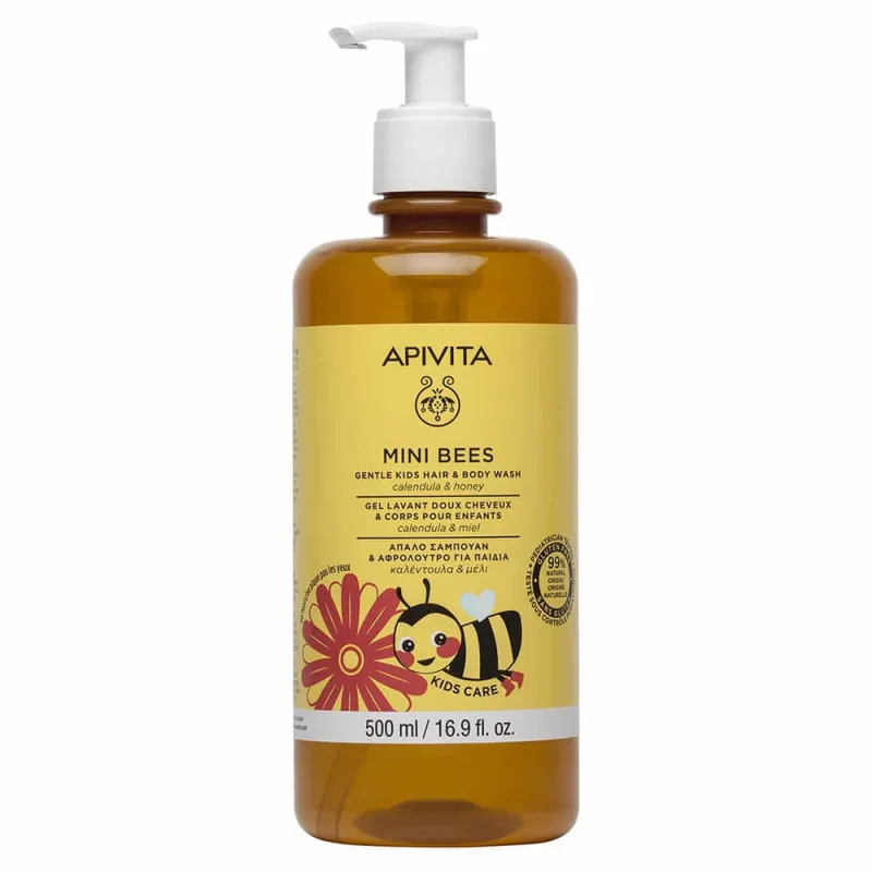 Apivita Mini Bees Șampon delicat și gel de duș pentru copii cu Calendula și miere 500ml — preț și oferte