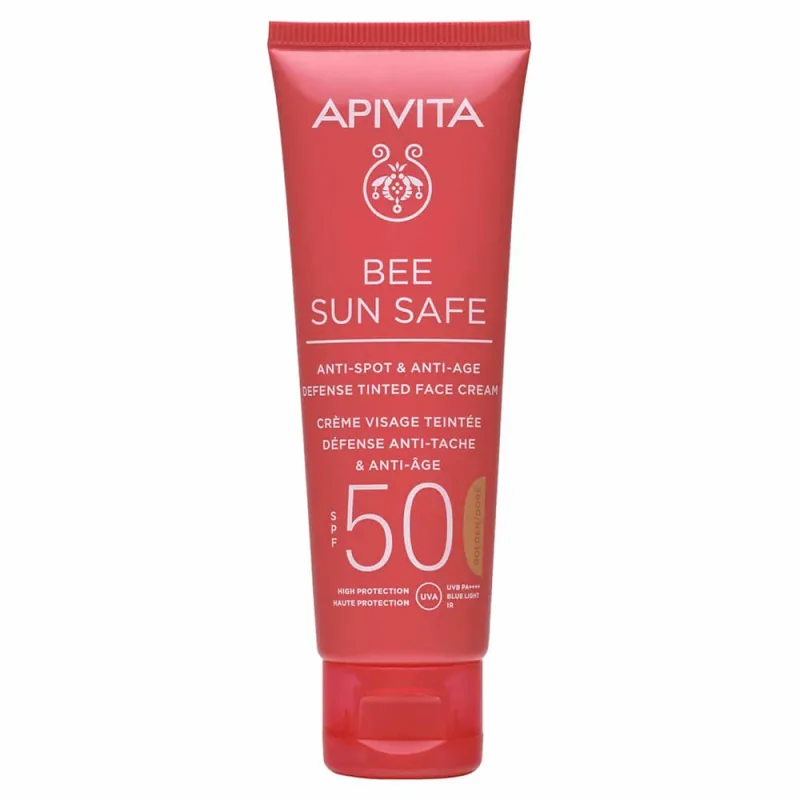 Apivita Bee Sun Safe Anti-Spot & Anti-Age Defense Tinted Golden Face Cream SPF50 50ml — preț și oferte