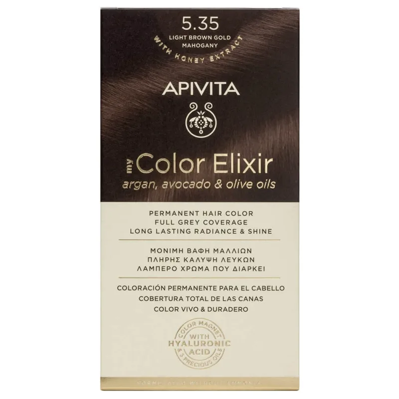 Apivita My Color Elixir Permanent Hair Color N5,35 Castan lumina miere mahon — preț și oferte