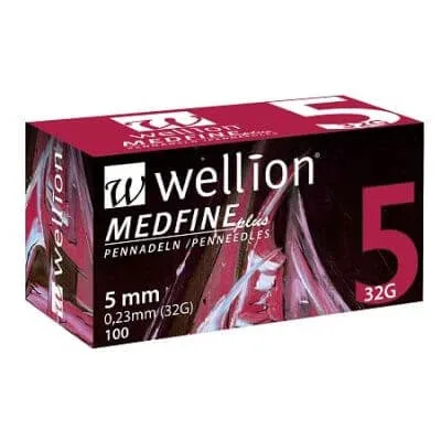 Ac pentru stilou de insulină wellion medfine plus 5 32 gauge lungime 5 mm 100 bucăți — preț și oferte