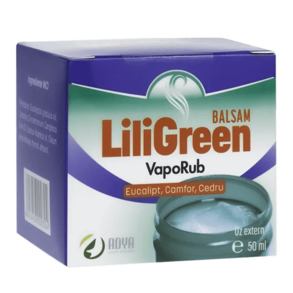 Balsam pentru respiratie usoara LiliGreen VapoRub, Adya Green Pharm | 50 ml Adya GreenPharma — preț și oferte