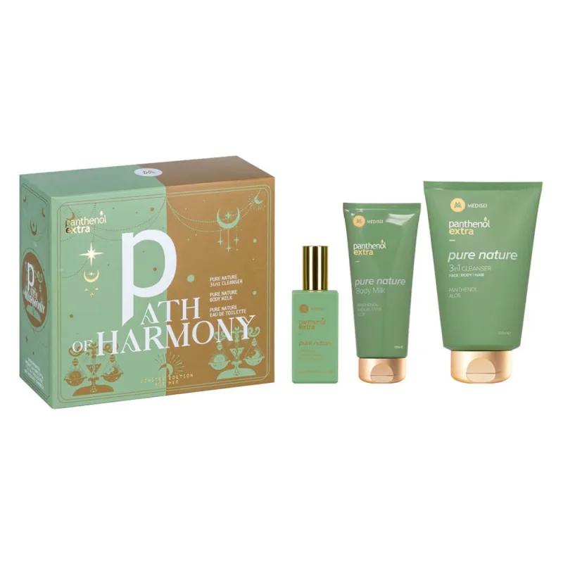 Panthenol Extra Promo Pack Path of Harmony with Pure Nature Eau de Toilette 50ml, 3in1 Cleanser 200ml & Body Milk 100ml — preț și oferte