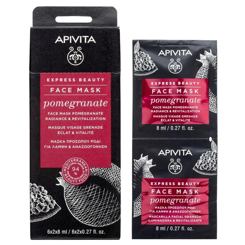Apivita Express Beauty Mască de față întineritoare și strălucitoare cu rodie 2x8ml — preț și oferte