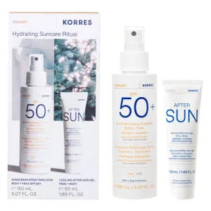 Korres Promo Pack Emulsie de protecție solară Spray pentru corp și față Spray cu iaurt SPF50 150ml & Gel răcoritor după soare pentru față și corp 50ml