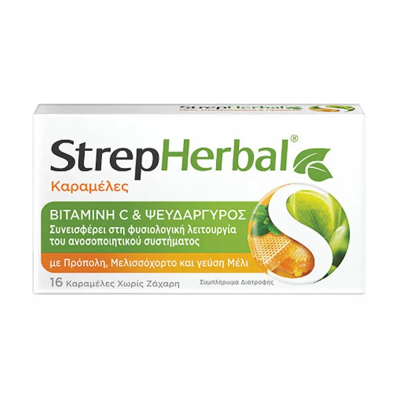 StrepHerbal Vitamina C & Zinc Bomboane cu Propolis Bee Balm & Miere aromă 16pcs — preț și oferte