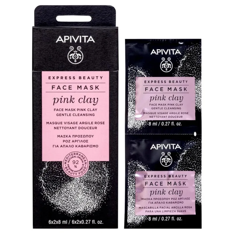 Apivita Express Beauty Mască de față cu argilă roz pentru curățare delicată 2x8ml — preț și oferte