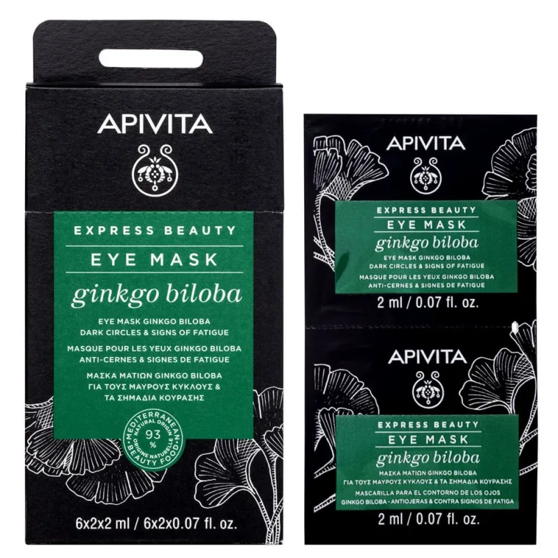 Apivita Express Beauty Mască de ochi pentru cercuri negre și pungi cu Ginkgo Biloba 2x2ml — preț și oferte