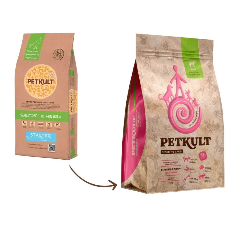 PETKULT Sensitive Care Starter&Puppy All Breeds, XS-XL, Miel și orez brun, hrană uscată câini junior, alergii, 1kg — preț și oferte