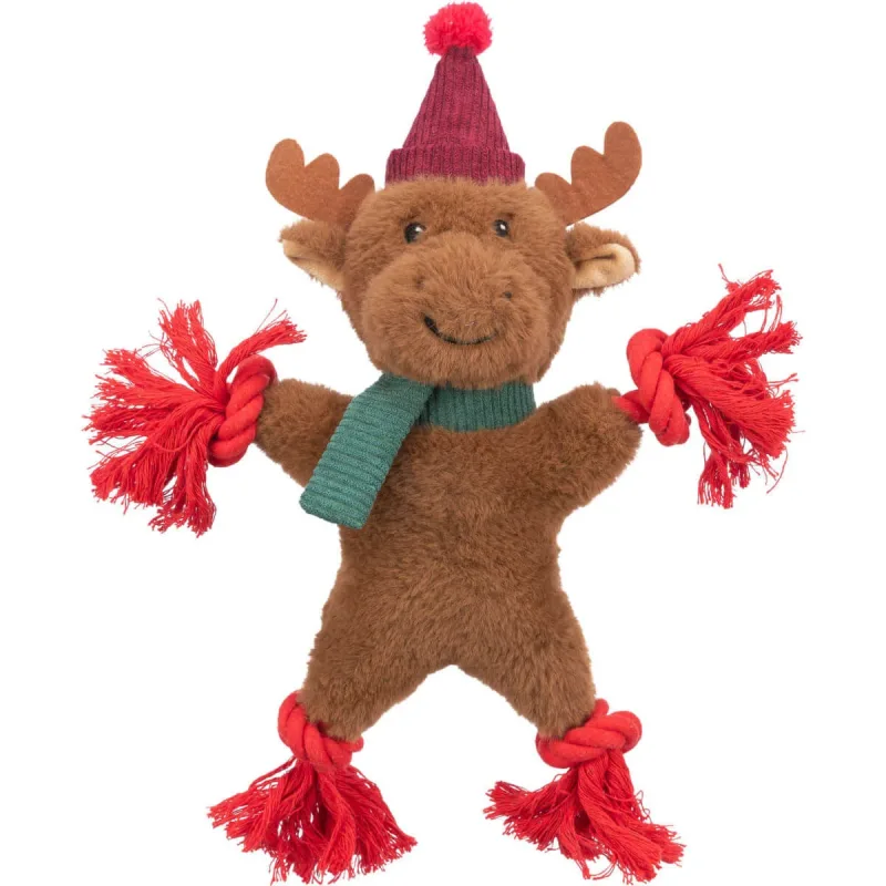 TRIXIE Christmas Ren, jucărie sfoară câini XS-XL, activități fizice, bumbac, maro și roșu, 32cm — preț și oferte