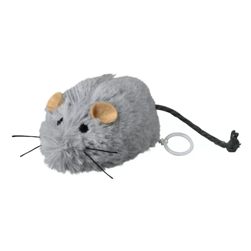 Trixie, jucărie șoricel pisici, cu sunet, pluș, gri, 8cm — preț și oferte