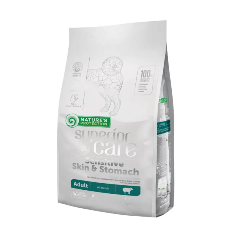 NATURES PROTECTION Superior Care Sensitive Skin & Stomach, XS-XL, Miel, hrană uscată câini, piele & blană, 1.5kg — preț și oferte