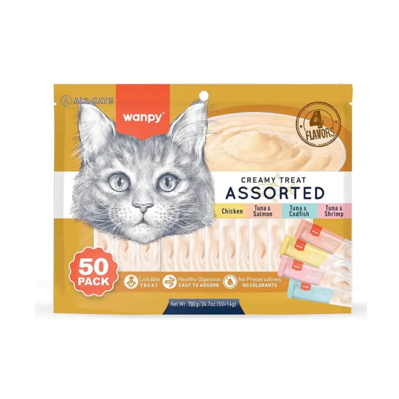 WANPY Creamy Treat Assorted, Pui și Ton, punguță recompense pisici, (piure), 350g — preț și oferte