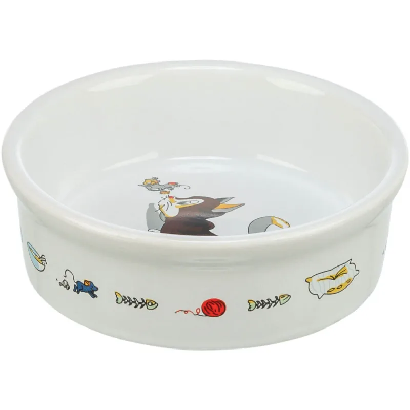 TRIXIE Cat & Mouse, castron pisici, rotund, ceramică, alb, 0.2l, ⌀12cm — preț și oferte