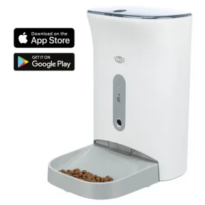 TRIXIE Smart TX820, hrănitor automat câini și pisici, 1 bol pătrat, programabil, aplicație mobilă, plastic, alb și gri, XS-S(4.5l, ⌀1.5cm, 38x19cm)