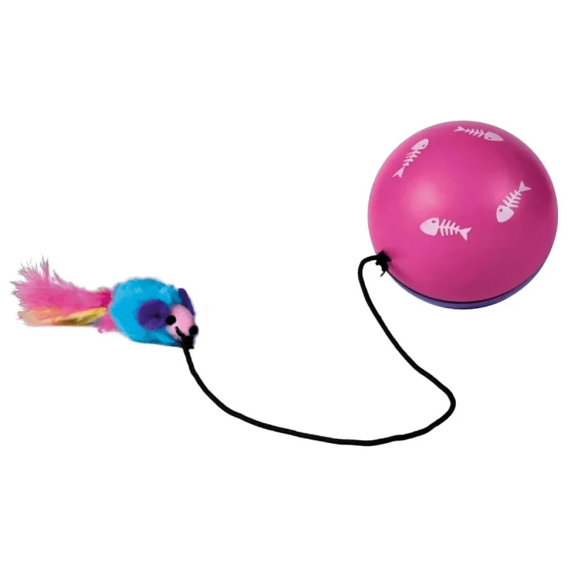 Trixie, jucărie minge cu motoraș și șoricel, pisici, plastic, multicolor, 9cm — preț și oferte