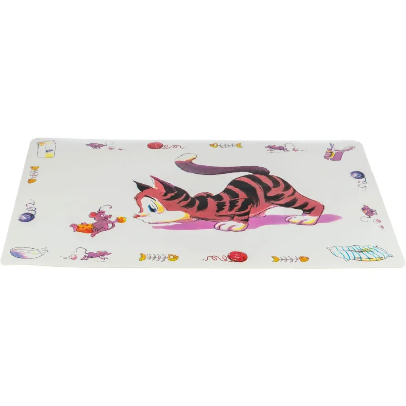 TRIXIE Comic Cat, covoraș pisici, dreptunghiular, antiderapant, plastic, multicolor, 1buc 44x28cm — preț și oferte