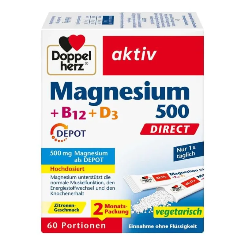Double Heart Magneziu 500 + B12 + D3 DEPOT DIRECT 60 Capsule — preț și oferte