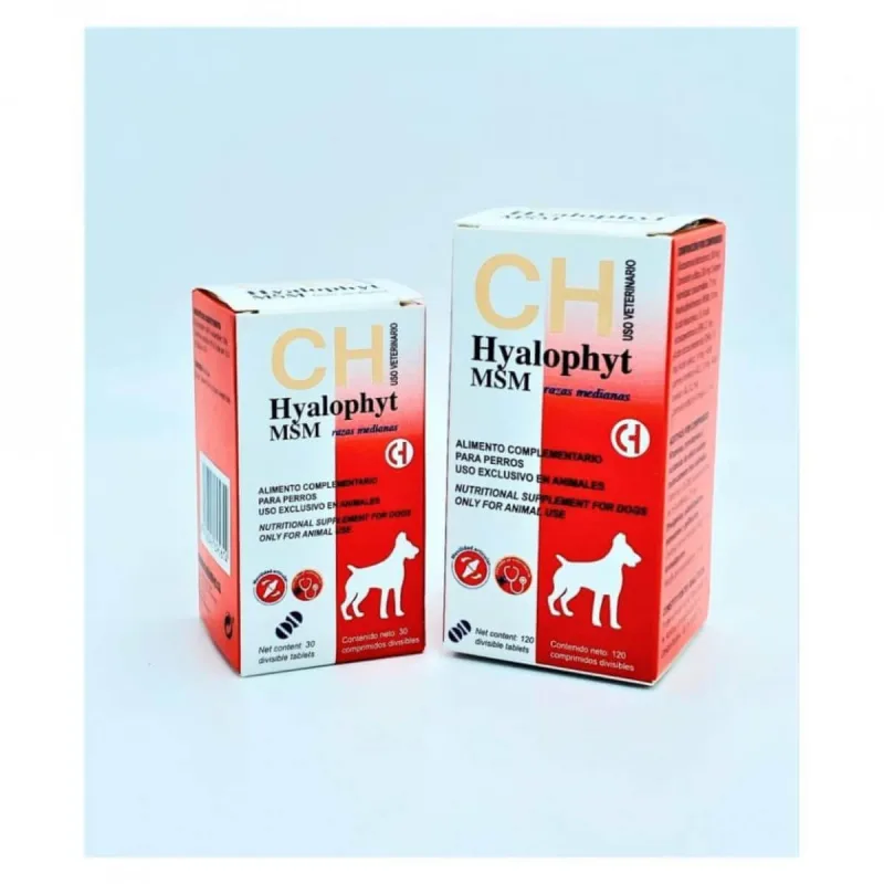 CHEMICAL IBERICA Hyalophyt MSM Medium, M, supliment sistem articular câini, cutie, 120 comprimate — preț și oferte