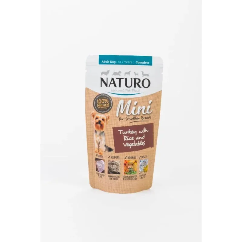 NATURO Mini, XS-S, Curcan și Orez, plic hrană umedă câini, (în suc propriu), 150g — preț și oferte