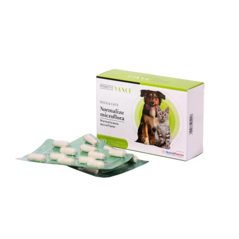 VANCE Probiotic Normalizarea Microflorei, XS-XL, supliment sistem digestiv câini și pisici, cutie, 30 capsule — preț și oferte