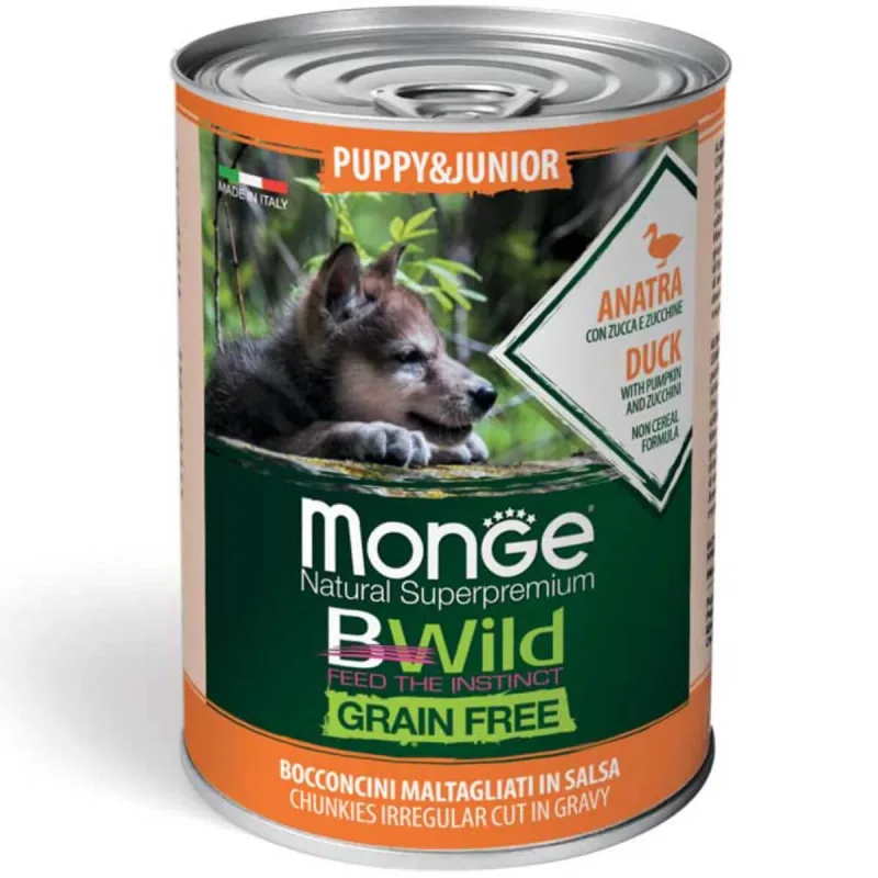 MONGE BWild Adult Mini, XS-S, Rață și dovleac, conservă hrană umedă fără cereale câini, (în sos), 400g — preț și oferte