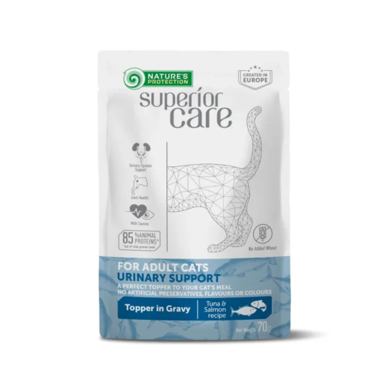 NATURES PROTECTION Superior Care Urinary, Ton și Somon, plic hrană umedă pisici, sistem urinar, (topping), 70g — preț și oferte