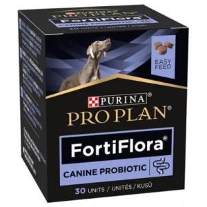 PURINA Pro Plan Veterinary Diets FortiFlora, XS-XL, supliment sistem digestiv & probiotice câini, cutie, 30 comprimate masticabile