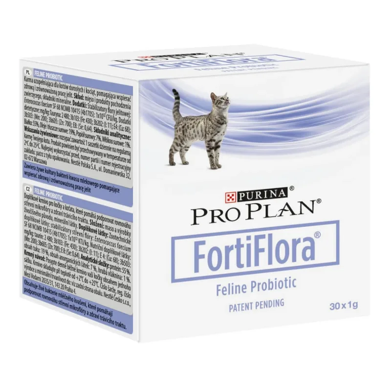 PURINA Pro Plan Veterinary Diets FortiFlora Feline, supliment alimentar pisici, sensibilități digestive, 1g x 30 — preț și oferte