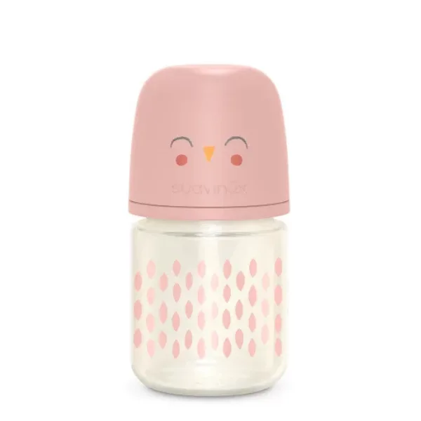 Biberon din sticla cu tetina SX Pro cu debit lent, roz, Bonhomia, Suavinex | 120 ml — preț și oferte