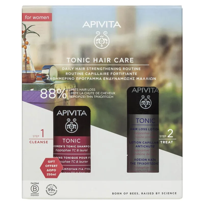Apivita Promo Pack Tonic de îngrijire a părului pentru femei cu Loțiune pentru căderea părului 150ml & Șampon tonic pentru femei 250ml GRATUIT — preț și oferte