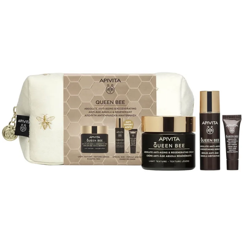 Apivita Promo Pack Queen Bee Light Texture Cream 50ml cu ser 10ml și cremă de ochi 2ml GRATUITE — preț și oferte