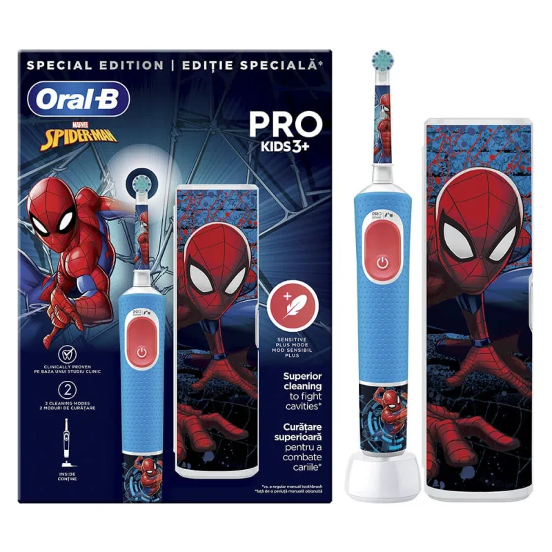 Oral B Pro Kids 3+ Spiderman cu cutie de călătorie — preț și oferte