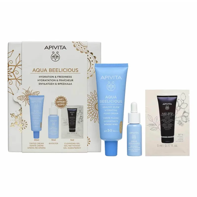 Apivita Promo Pack Aqua Beelicious Tinted Cream 40ml cu Booster 10ml & Cleansing Gel 5ml GRATUIT — preț și oferte