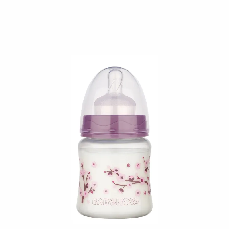 Biberon PP decorat cu gat larg si sistem anticolici 0-24 luni, 45001, Baby Nova | 150 ml — preț și oferte
