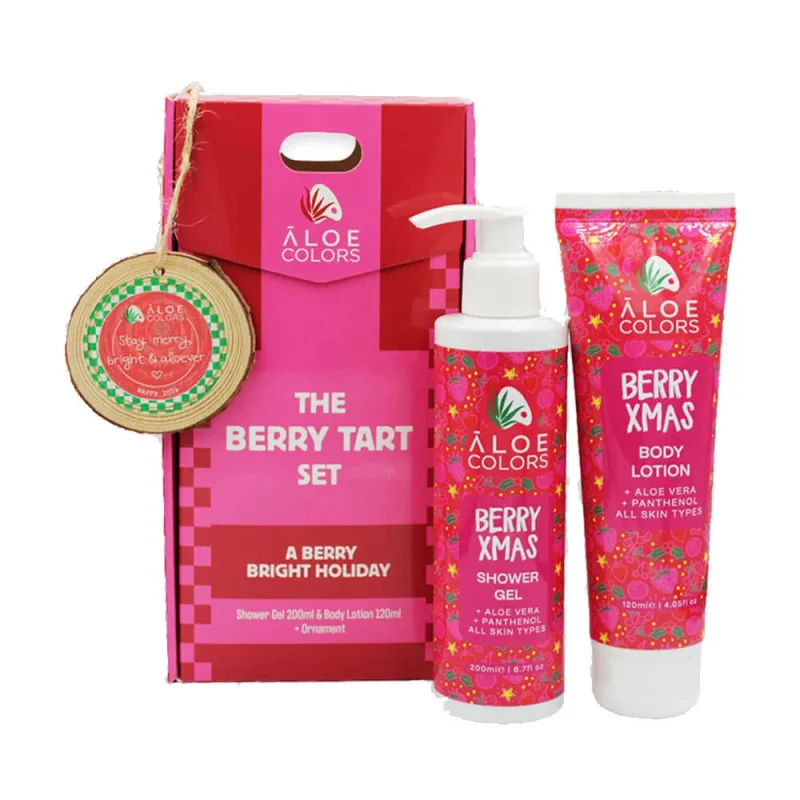 Aloe+ Colors The Berry Tart Set cu duș de corp 200ml, lapte de corp 120ml și ornament de Crăciun cadou — preț și oferte