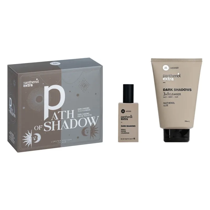 Panthenol Extra Promo Pack Path of Shadow with Dark Shadows Eau de Toilette Parfum pentru bărbați 50ml & 3in1 Cleanser 200ml — preț și oferte