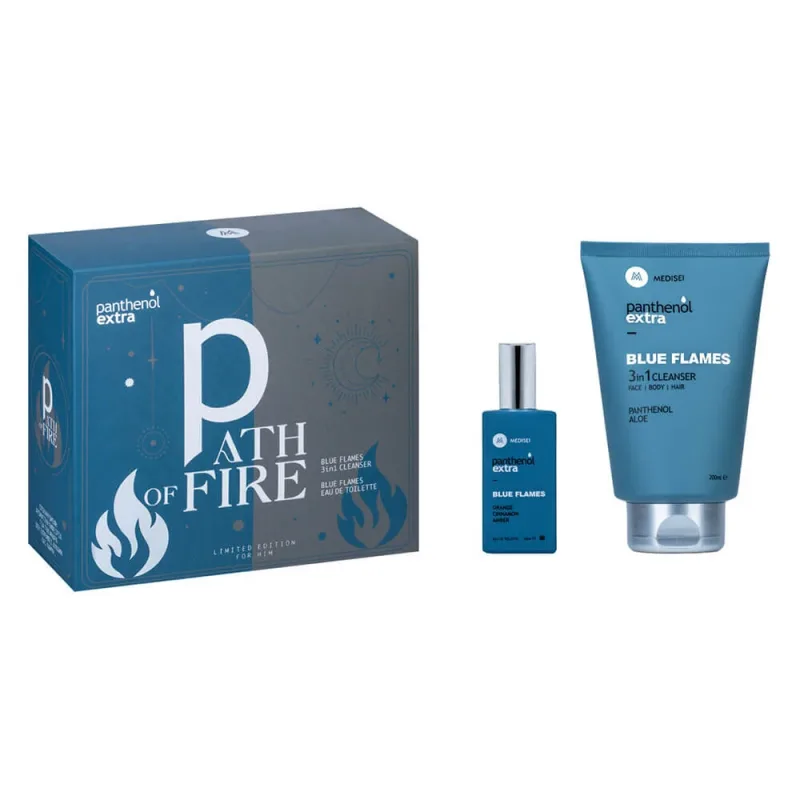 Panthenol Extra Promo Pack Path of Fire with Blue Flames Eau de Toilette Parfum pentru bărbați 50ml & 3in1 Cleanser 200ml — preț și oferte